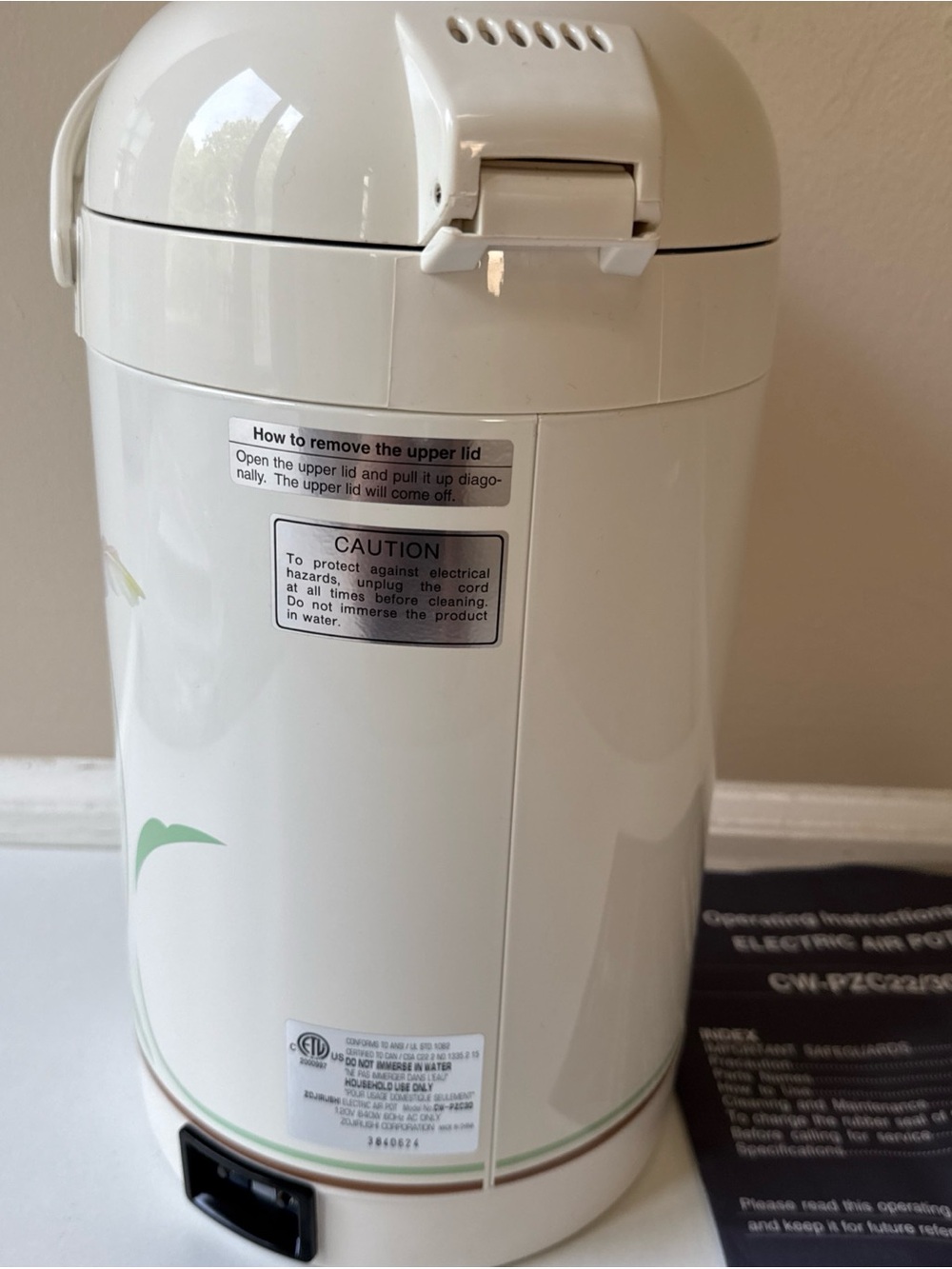 NEW Zojirushi CW-PZC30 Micom 3.0 -liter Water Boiler And Warmer, Floral - Picture 7 of 8